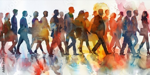 Watercolor painting of diverse business people