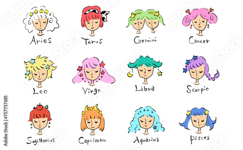 かわいい12星座の女の子のイラスト