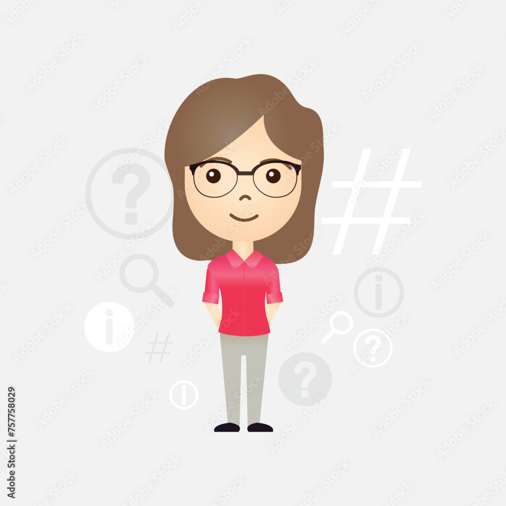 Cute and smart Caucasian cartoon girl on isolated background
Cute and smart Caucasian cartoon girl on isolated background