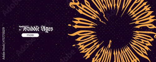 Medieval Polish blackletter calligraphy on circle line. 15th century Schwabacher Gothic type web banner.