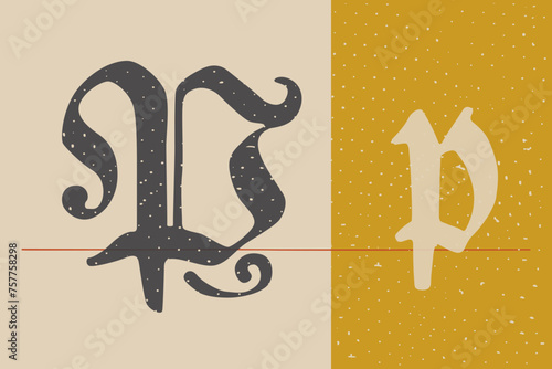 Letter P logo set. Medieval Polish blackletter calligraphy. 15th century Schwabacher Gothic type.