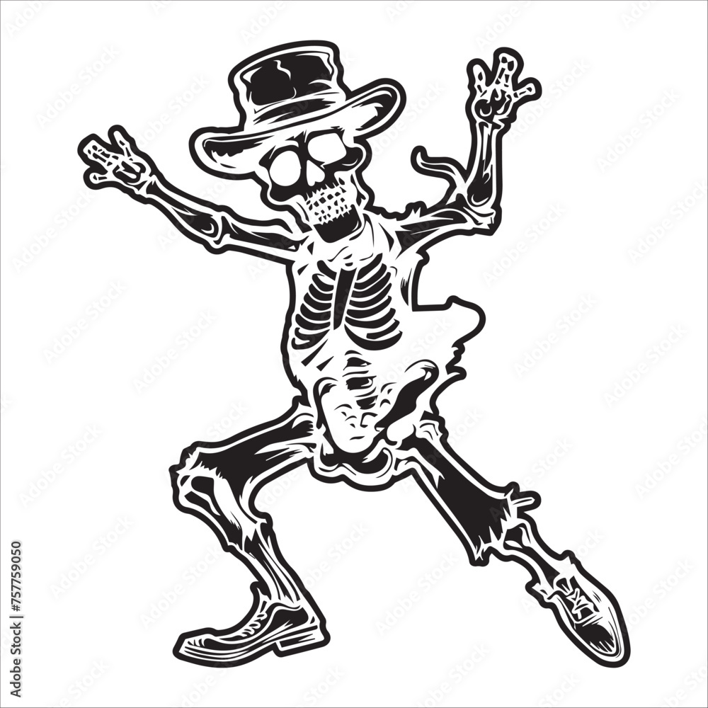skeleton dance in black and white vector skeleton dance in black and white vector