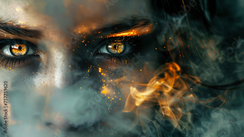 Womans Face Surrounded by Smoke © Anoo