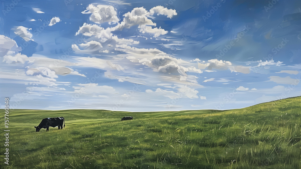 Nature’s Symphony: A Hyperrealistic Capture of Cows in an Organic Pasture Nature’s Symphony: A Hyperrealistic Capture of Cows in an Organic Pasture