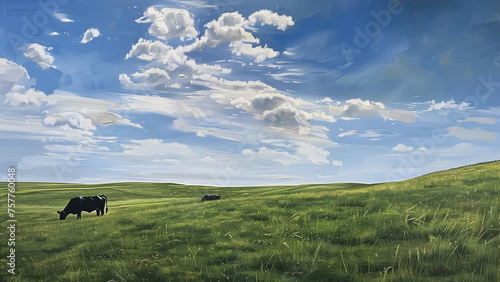 Nature’s Symphony: A Hyperrealistic Capture of Cows in an Organic Pasture