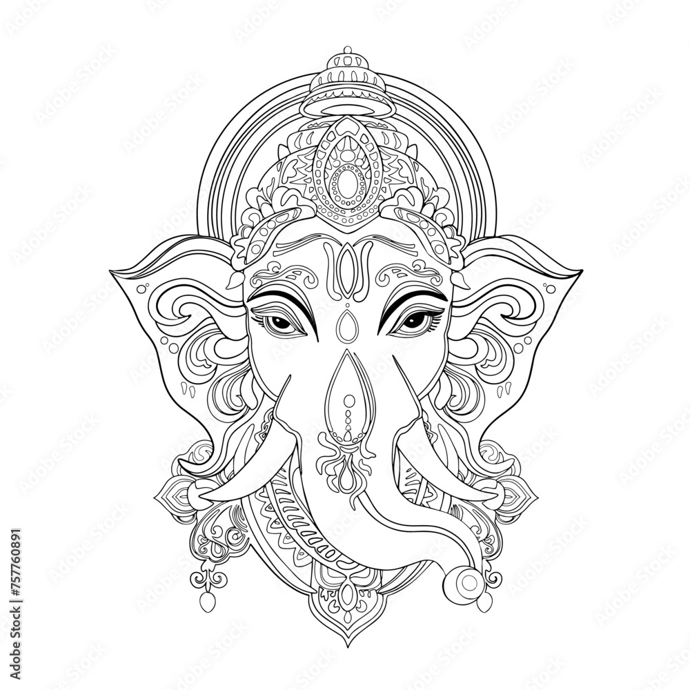 Ganesh portrait. Vector illustration forGanesh Chaturthi Ganesh portrait. Vector illustration forGanesh Chaturthi