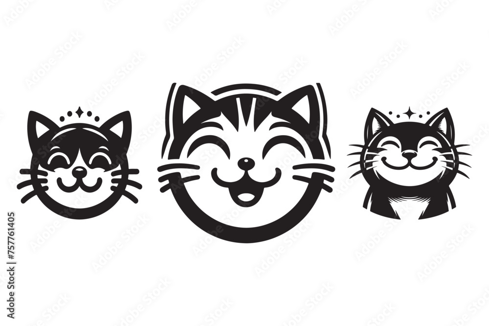 smile cat vector black design with white background