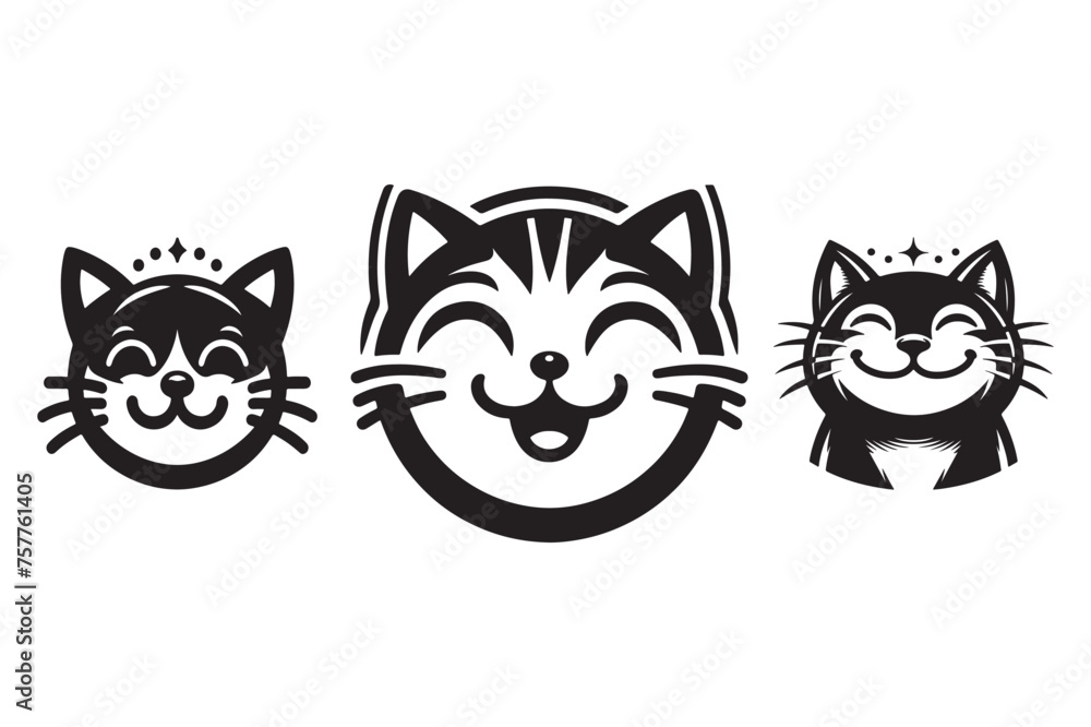 Fototapeta premium smile cat vector black design with white background