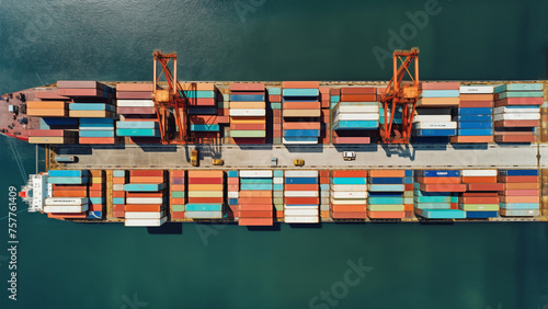Aerial view business commercial trading logistic import and export freight transportation.