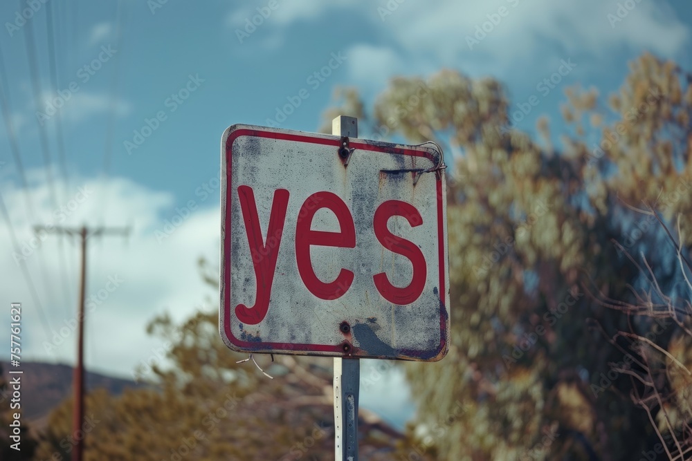 sign with inscription yes ,agreement concept sign with inscription yes ,agreement concept