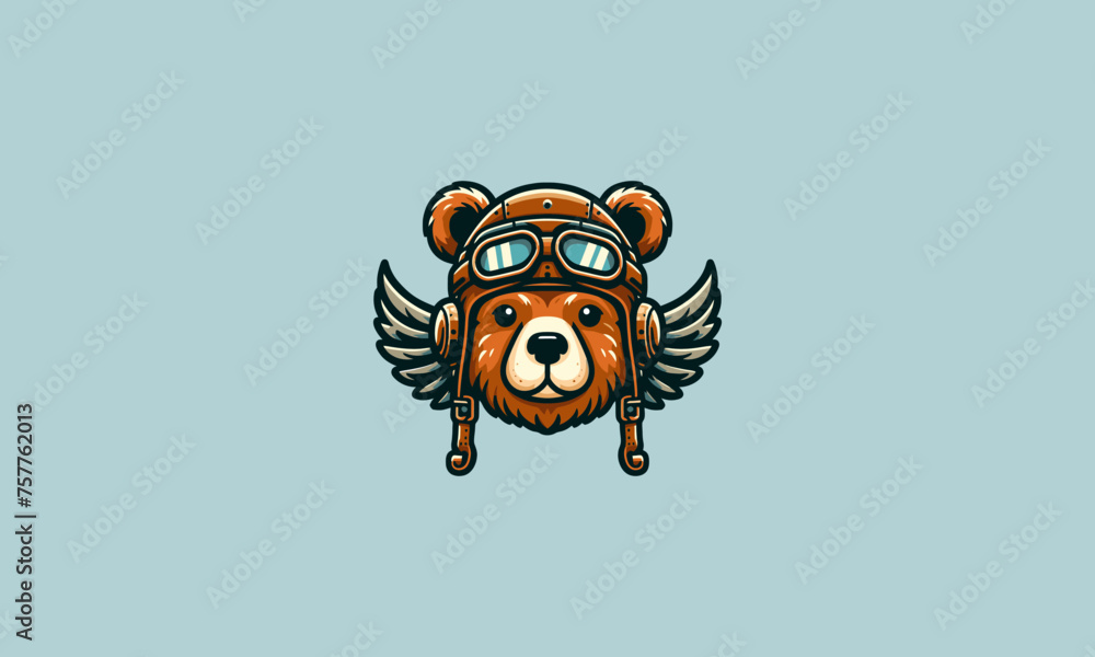 head bear wearing helmet with wings vector mascot design head bear wearing helmet with wings vector mascot design