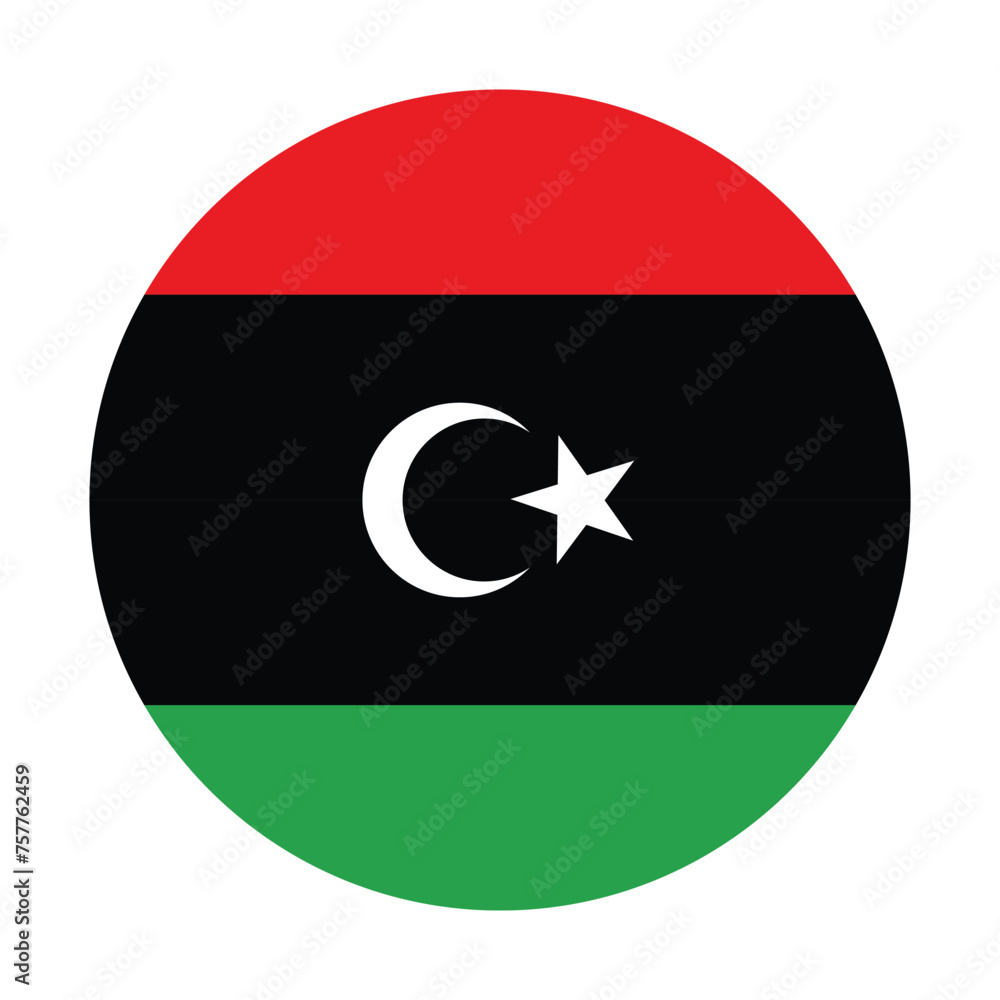 Libya national flag vector icon design. Libya circle flag. Round of Libya flag.
Libya national flag vector icon design. Libya circle flag. Round of Libya flag.