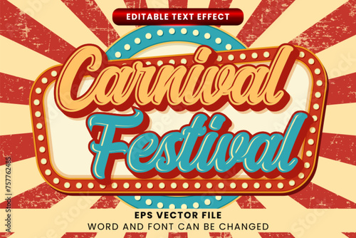 Carnival vintage retro editable vector text effect