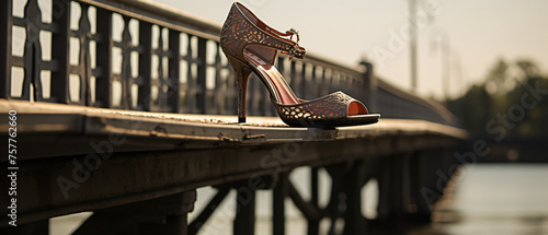 Female shoe on the bridge ..