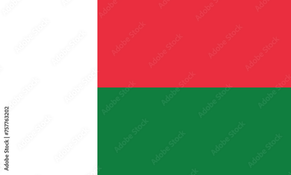 Flat Illustration of Madagascar national flag. Madagascar flag design. 
