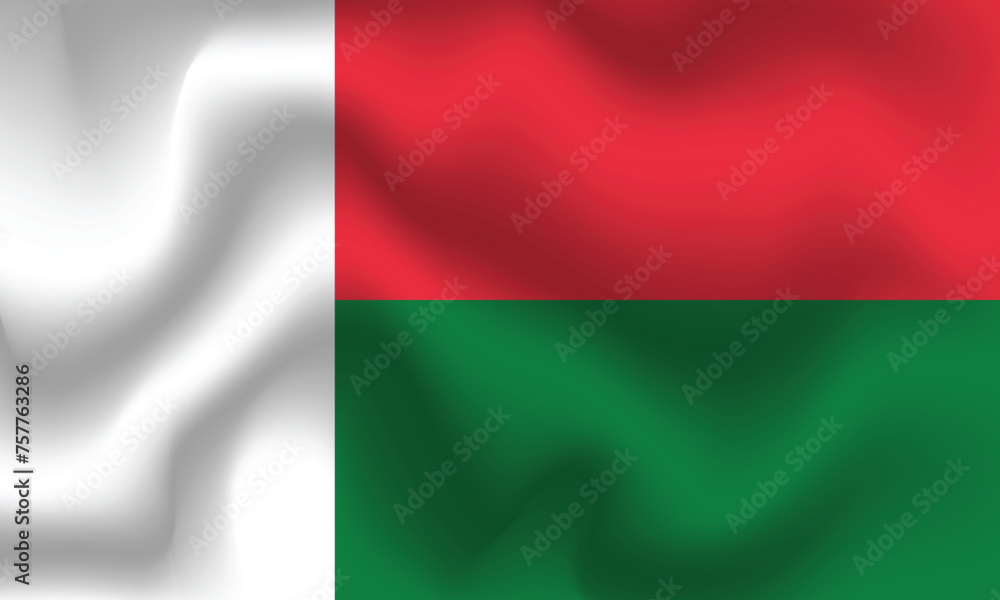 Flat Illustration of Madagascar national flag. Madagascar flag design. Madagascar Wave flag.
