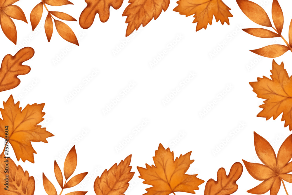 Orange fall season frame, autumn leaves banner with space for text Orange fall season frame, autumn leaves banner with space for text
