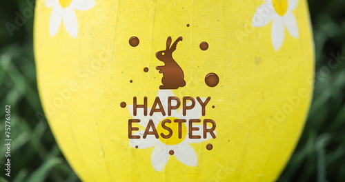 Image of easter egg and happy easter text