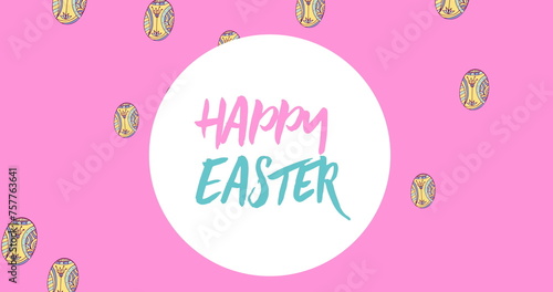 Image of easter eggs and happy easter text