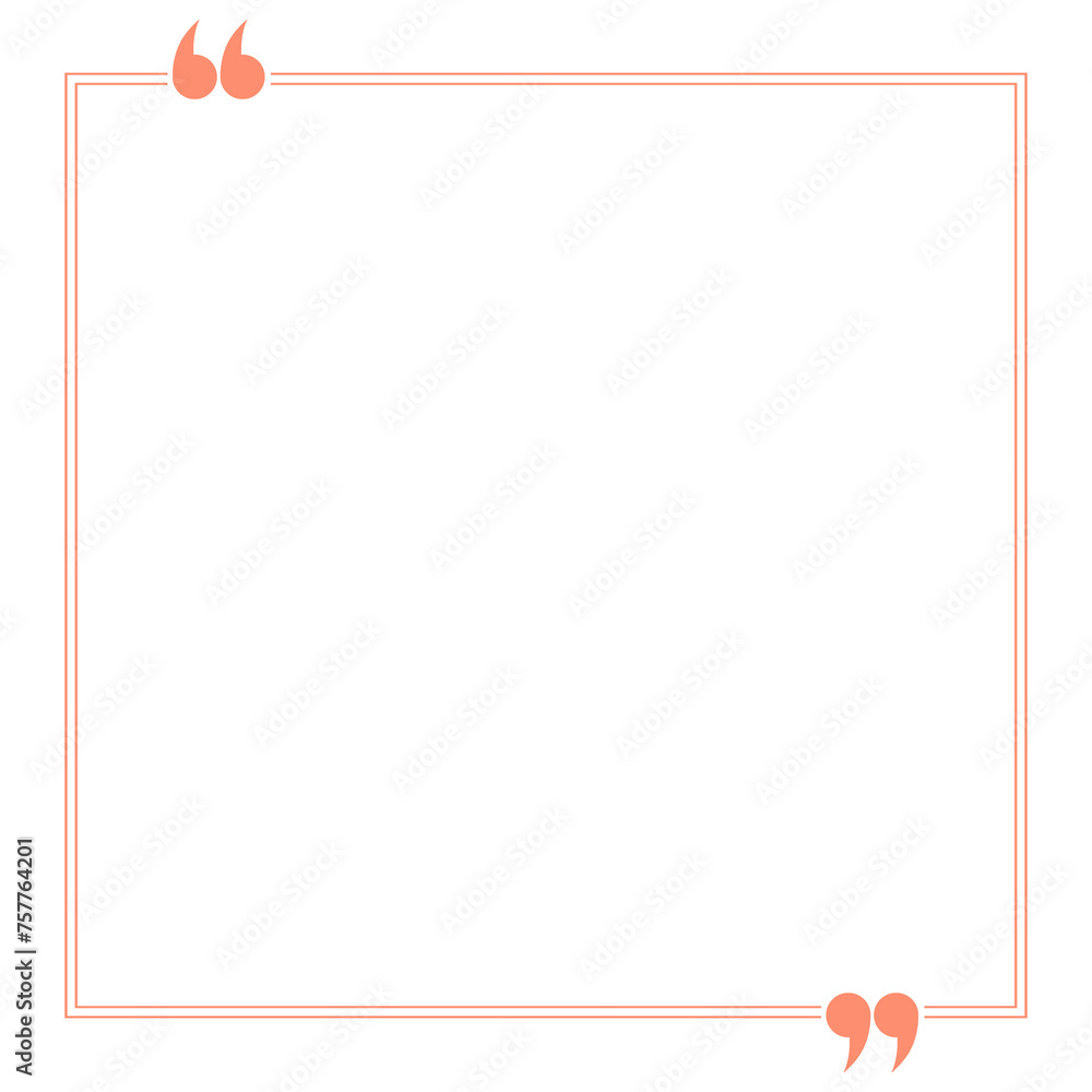 Orange Text Frame with Quotation Marks Isolated on White Orange Text Frame with Quotation Marks Isolated on White