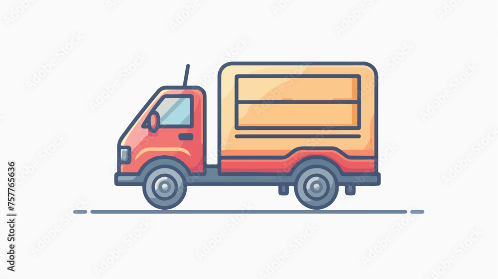 Web line icon. Delivery truck flat vector 