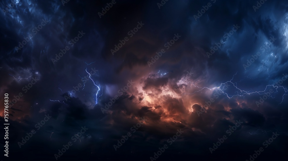 Lightning storm in sky background