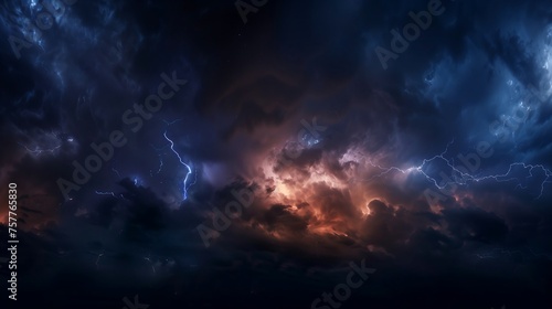 Lightning storm in sky background