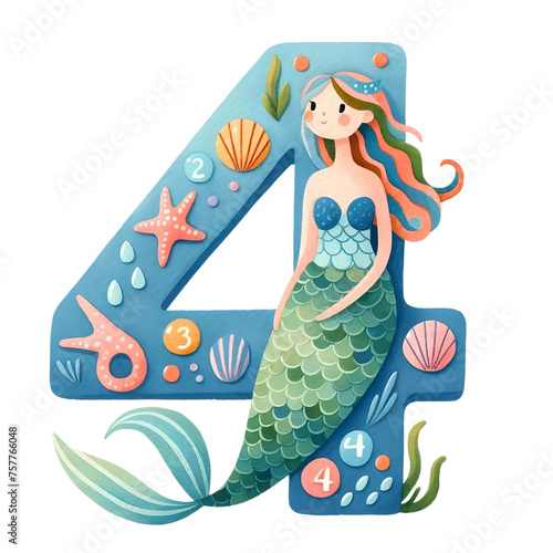 Wallpaper Mural Alphabet Letter  with Mermaid and Marine Life
 Torontodigital.ca