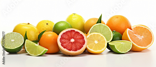 Fresh ripe flowing citrus fruit halfed and cut healthy