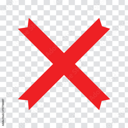 Red cross x vector icon. no wrong symbol. delete, vote sign. graphic design element set on transparent artboard.