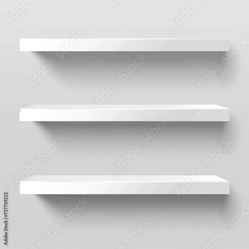 3d empty shelves on a white background