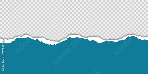 Torn paper. Vector illustration of torn blue paper sheet isolated on transparent background