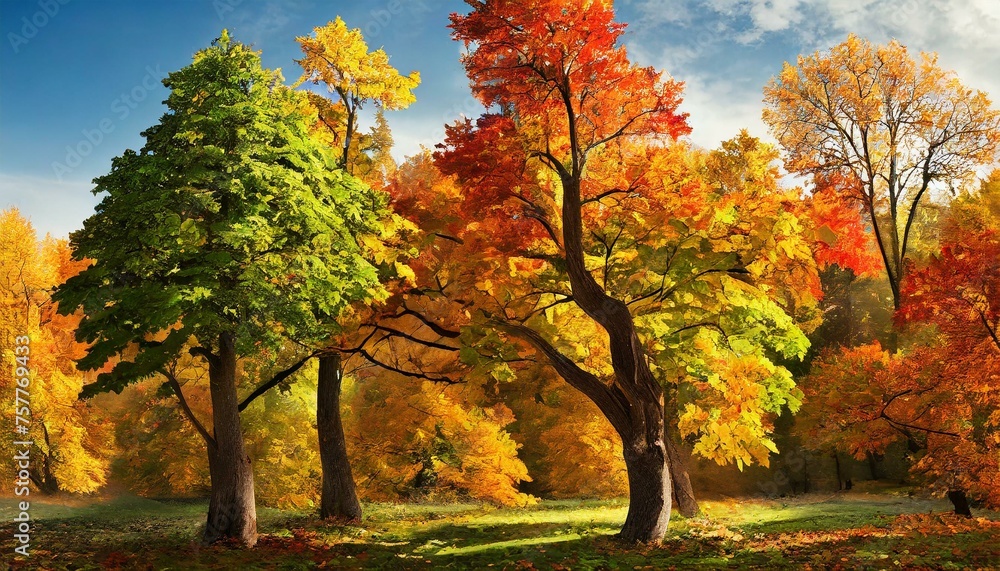 Naklejka premium autumn trees in the park