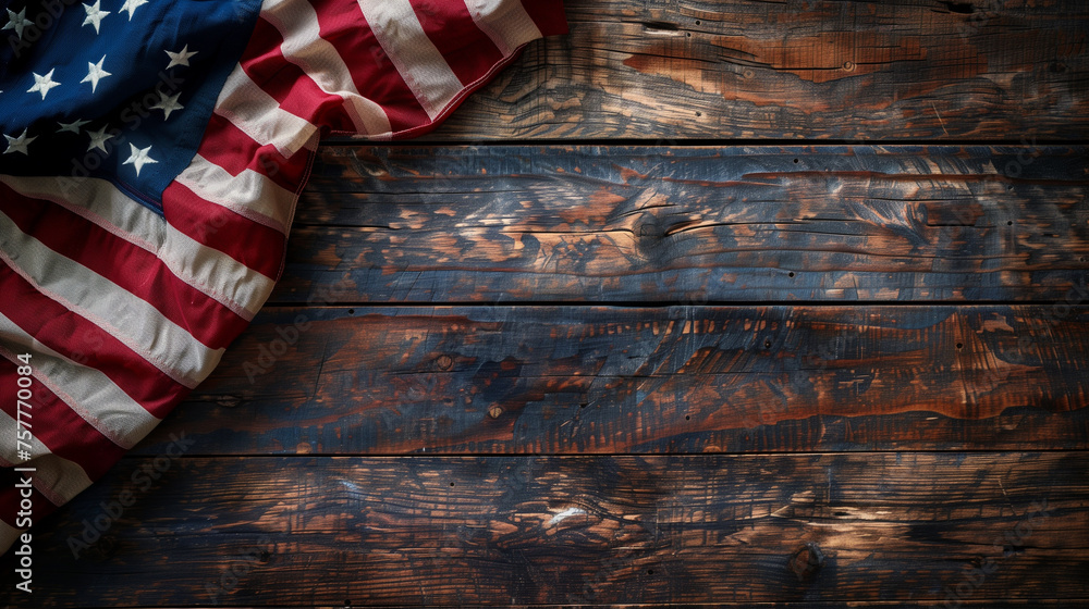 Fototapeta premium Country flag painted on old background, american flag , Independence day, American Flag illustration, memorial day, Flag of the United States, labor day, Ai