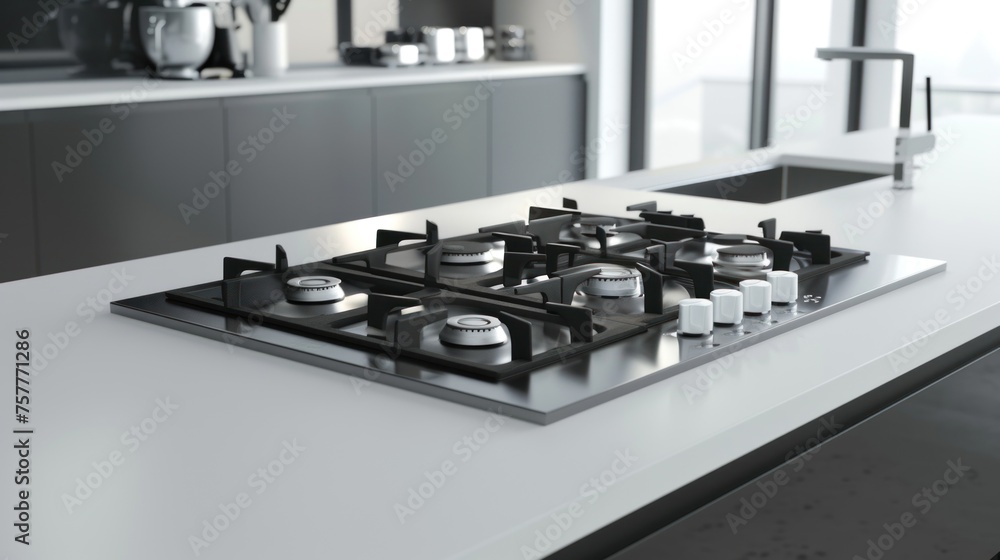 Closeup of luxury modern steel gas stove on kitchen Closeup of luxury modern steel gas stove on kitchen