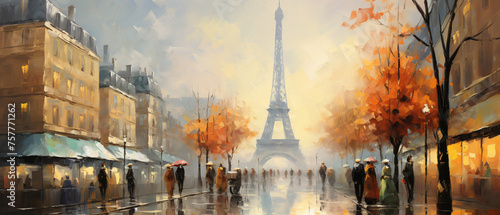 Oil Painting Tower Eiffel Paris ..