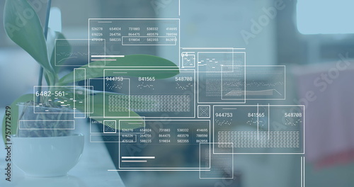 Image of data processing over plant in office