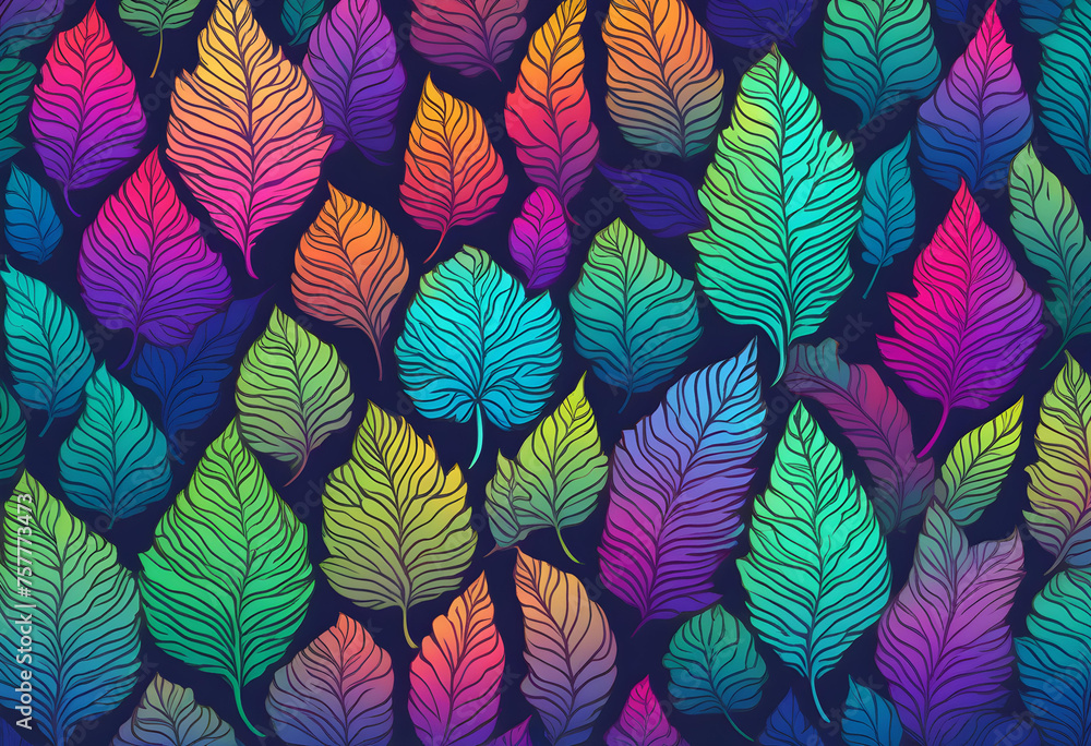Naklejka premium Leaf Gradient Background, Background, Gradient, Leaf, Foliage, Nature, Botanical, Pattern, Design, Texture, Natural, Organic, Plant, Vibrant, AI Generated