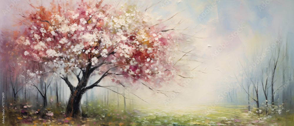 Oil painting spring background ..