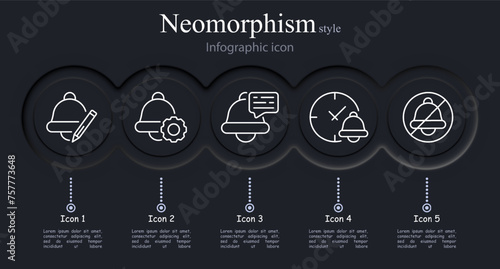 Call icon set. Pencil, note, gear, message, clock, timer. Neumorphism style. Vector line icon for business and advertising