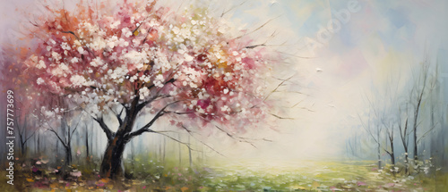 Oil painting spring background ..