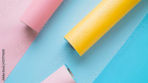roll of colored sticker paper mockup