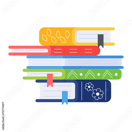 Grab flat icon of course books 