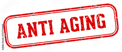 anti aging stamp. anti aging rectangular stamp on white background