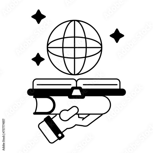 Check out glyph icon of global education 