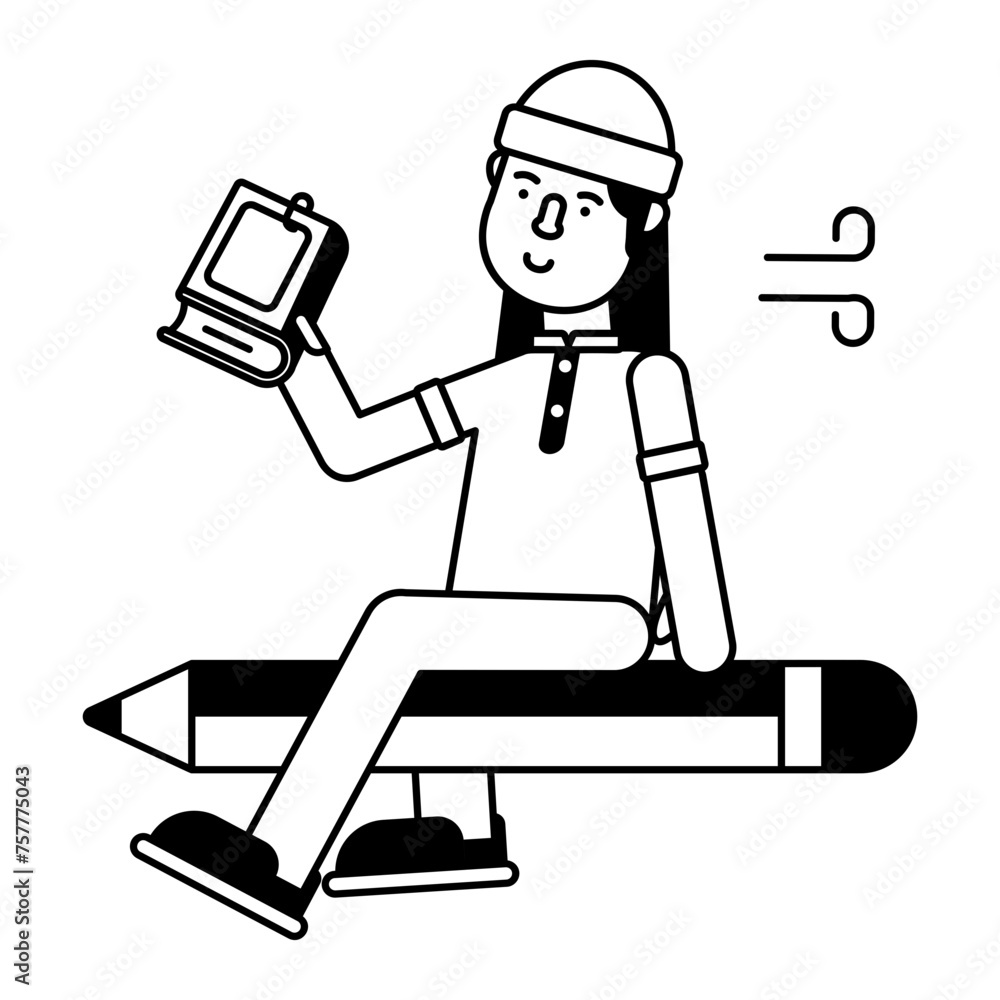 Modern glyph icon of a student girl 