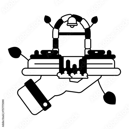 Easy to edit glyph icon of a fantasy storybook 