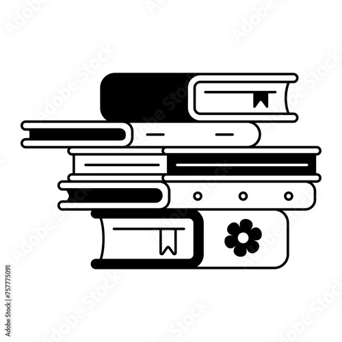 Grab glyph icon of course books 