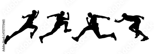 Collection silhouette of sporty man in running pose. Silhouette group of male run pose.