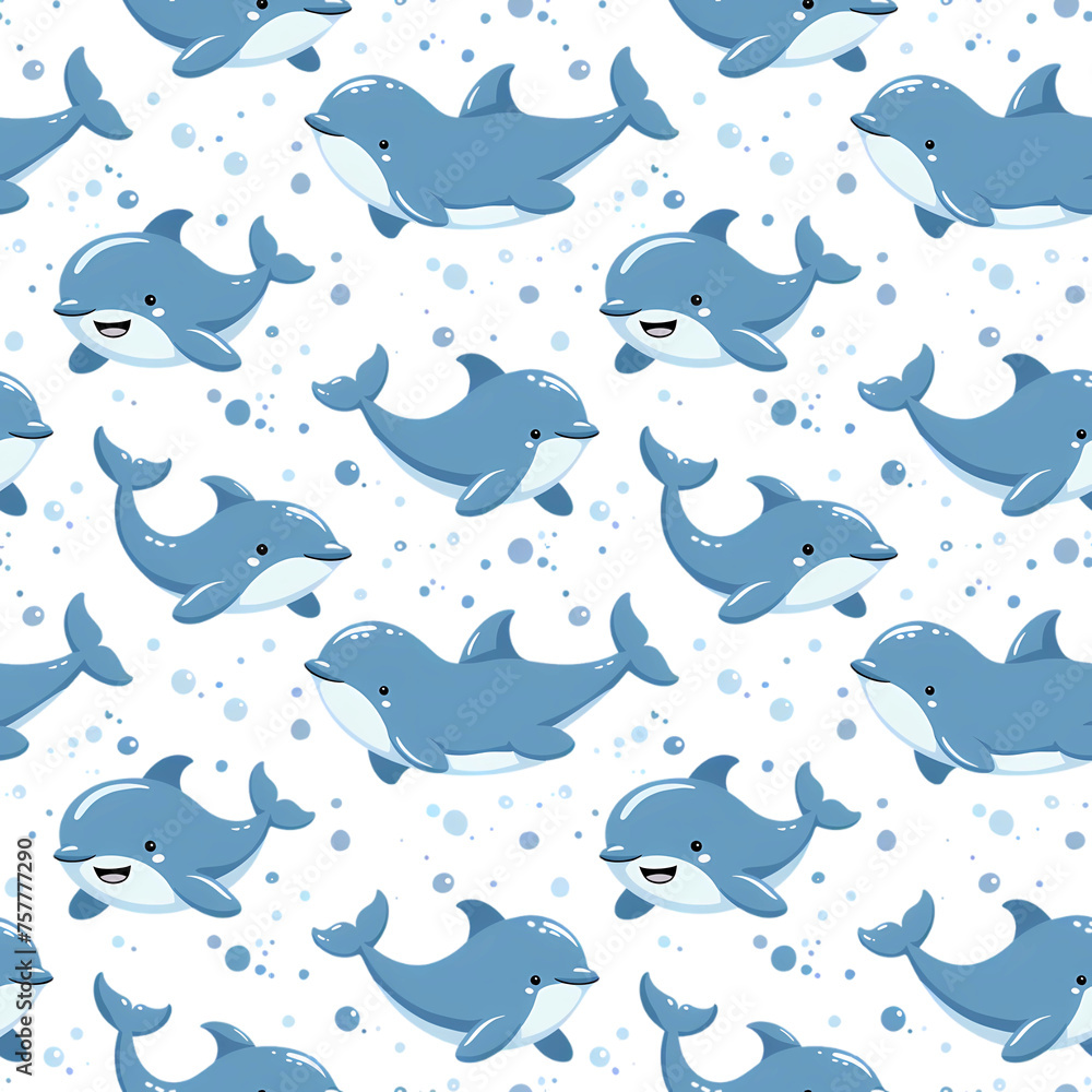 Cute Dolphin Seamless Pattern Cute Dolphin Seamless Pattern
